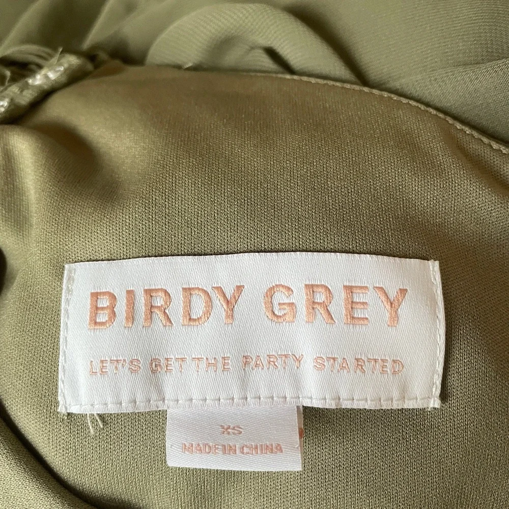 Birdy Grey Women Fairy Off Shoulder Chiffon Maxi‎ Dress XS Homecoming Olive